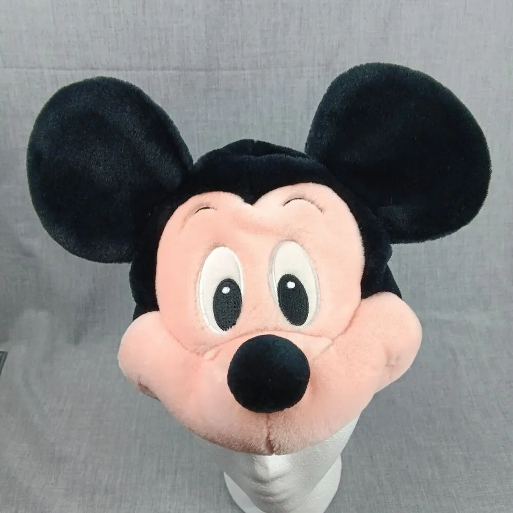 Walt Disney World Mickey Mouse Head Hat Plush Elastic Back Vintage Toddler Size